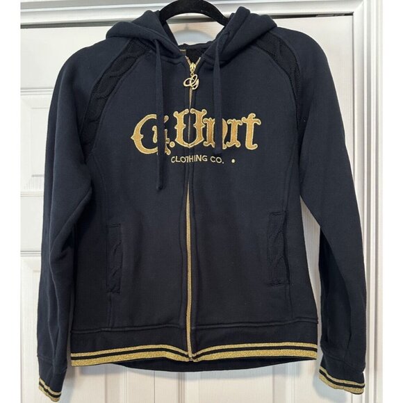 G-Unit Jackets & Blazers - G-Unit G.Unit black gold women XL hoodie Y2K urban hip hop bling full zip retro